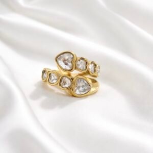 Golden Heartstone Romance Ring