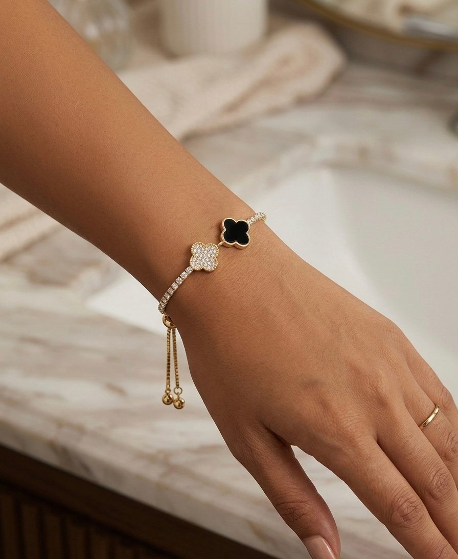 Midnight Clover Duo Chain Bracelet - Image 2