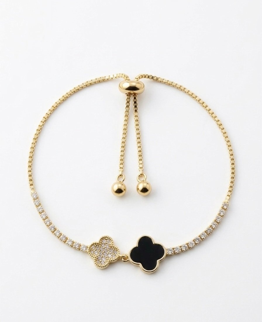 Midnight Clover Duo Chain Bracelet