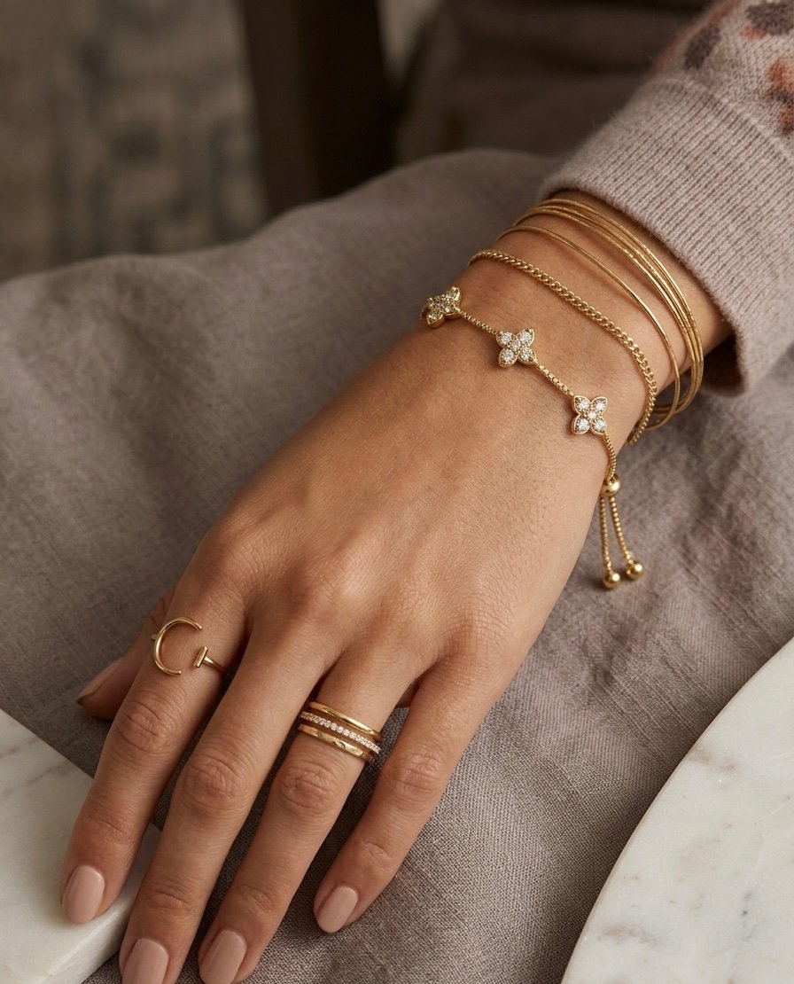 Diamond Petal Shine Chain Bracelet - Image 2