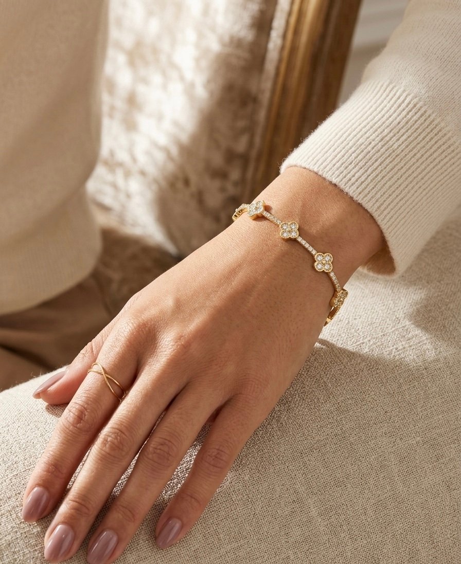 Diamond Bloom Luxe Chain Bracelet - Image 2