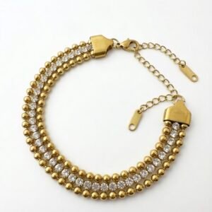 Luxe Dual‑Row Crystal Bead Chain Bracelet
