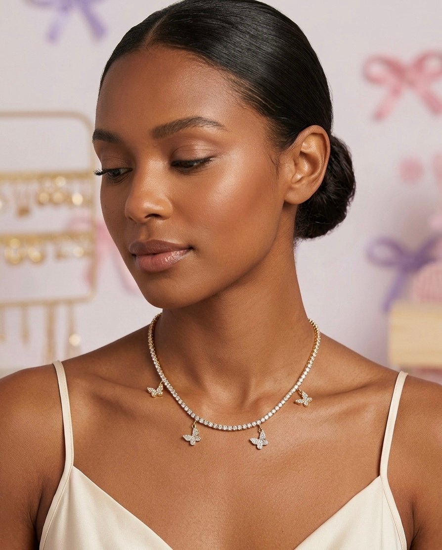Crystal Butterfly Garden Necklace - Image 2