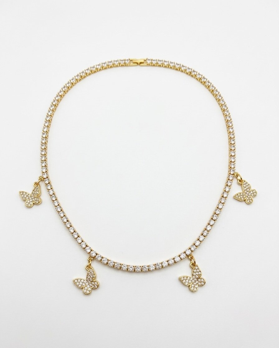 Crystal Butterfly Garden Necklace
