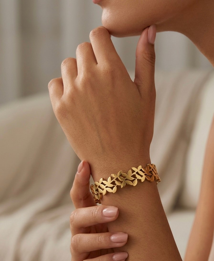 Golden Petal Interlock Bracelet - Image 2