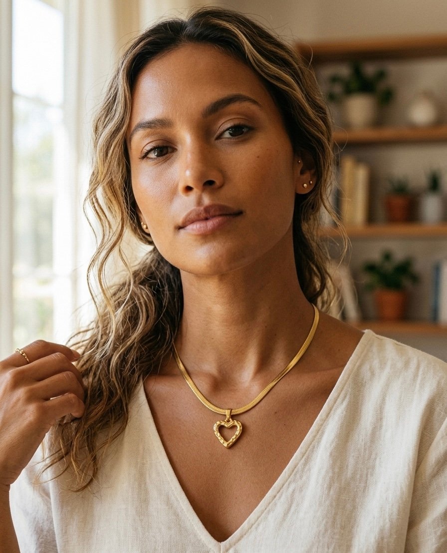 Golden Open‑Heart Shine Necklace - Image 2