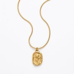 Golden Tulip Emblem Necklace