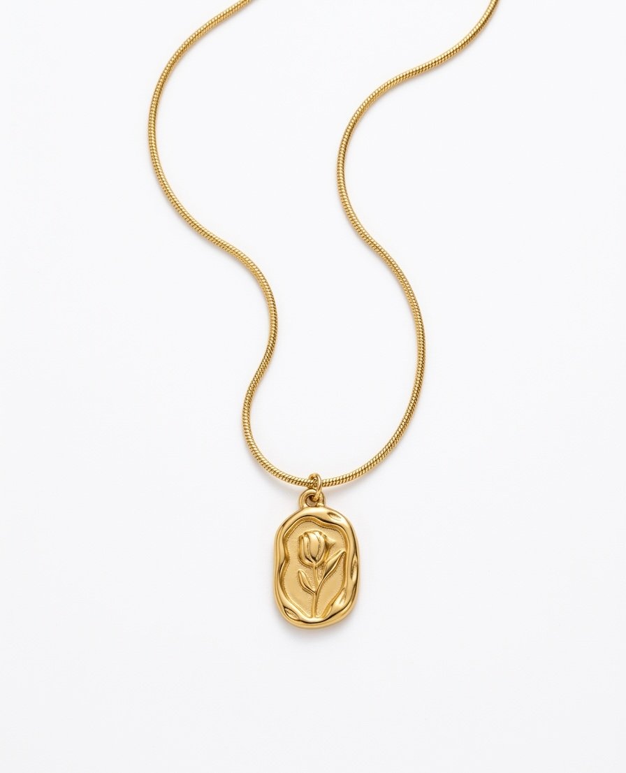 Golden Tulip Emblem Necklace