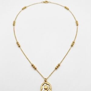 Golden Bloom Oval Pendant Necklace
