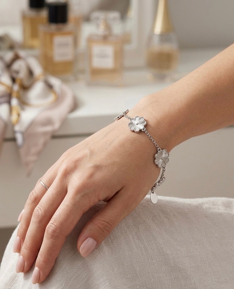 Silver Petal Harmony Chain Bracelet - Image 2