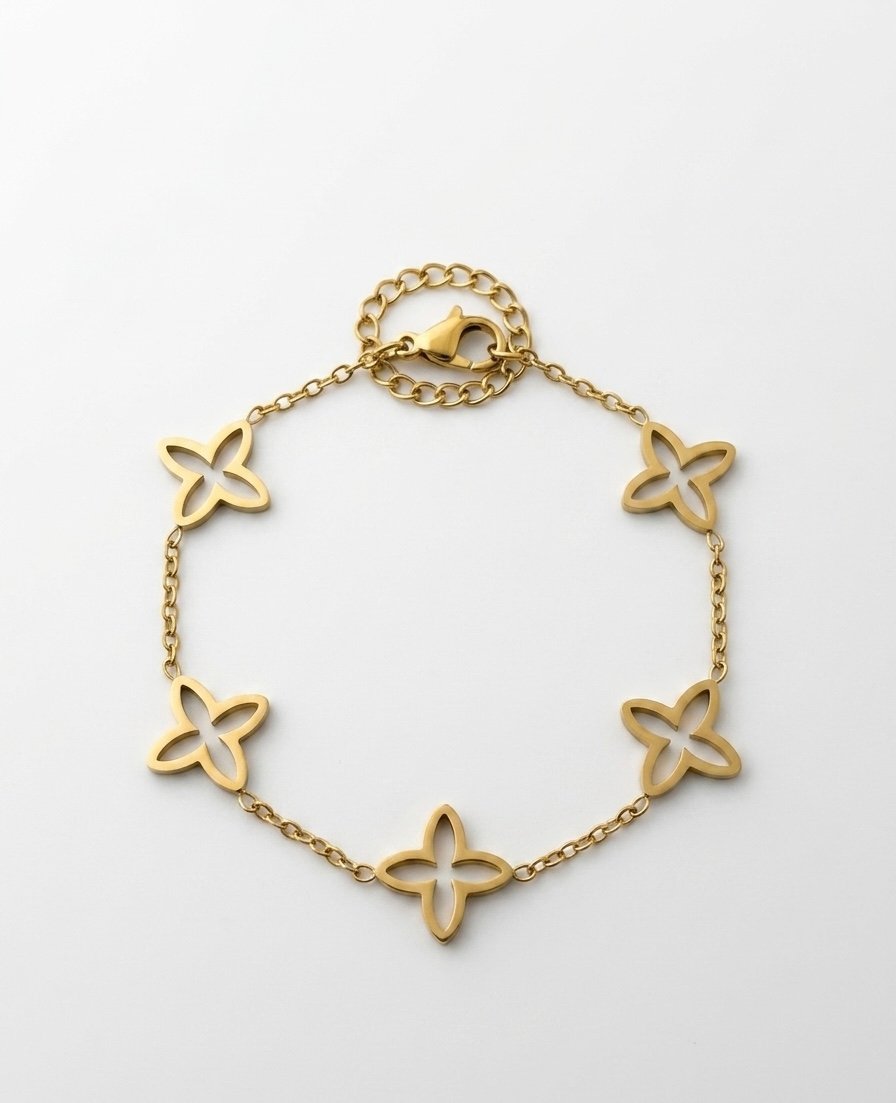 Golden Petal Link Chain Bracelet