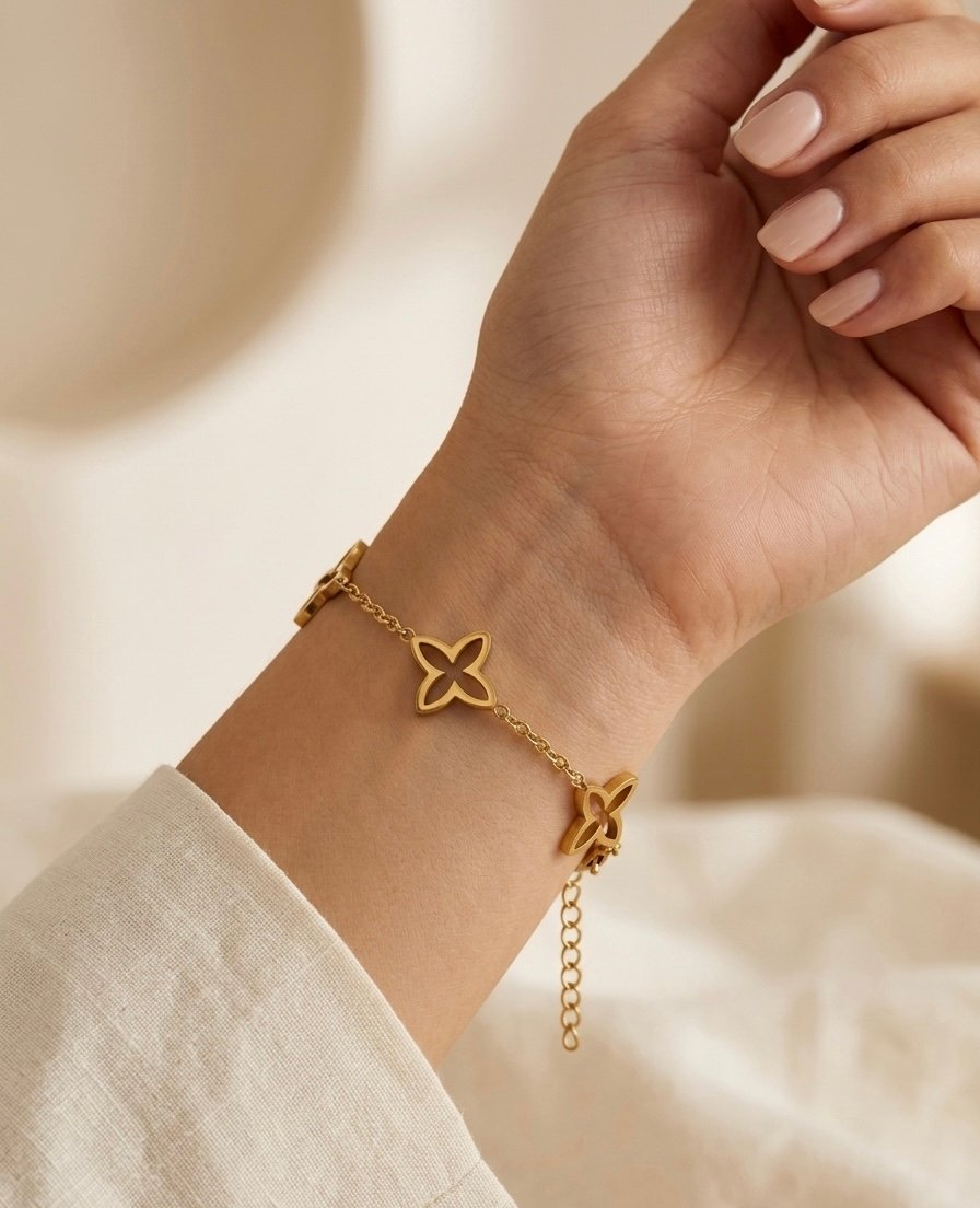 Golden Petal Link Chain Bracelet - Image 2