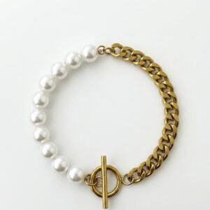 Pearl & Gold Harmony Toggle Chain Bracelet
