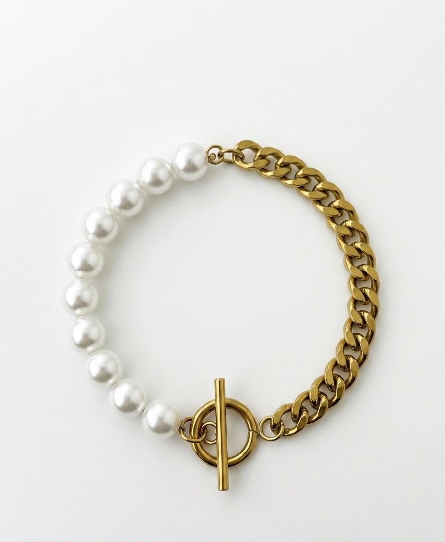 Pearl & Gold Harmony Toggle Chain Bracelet