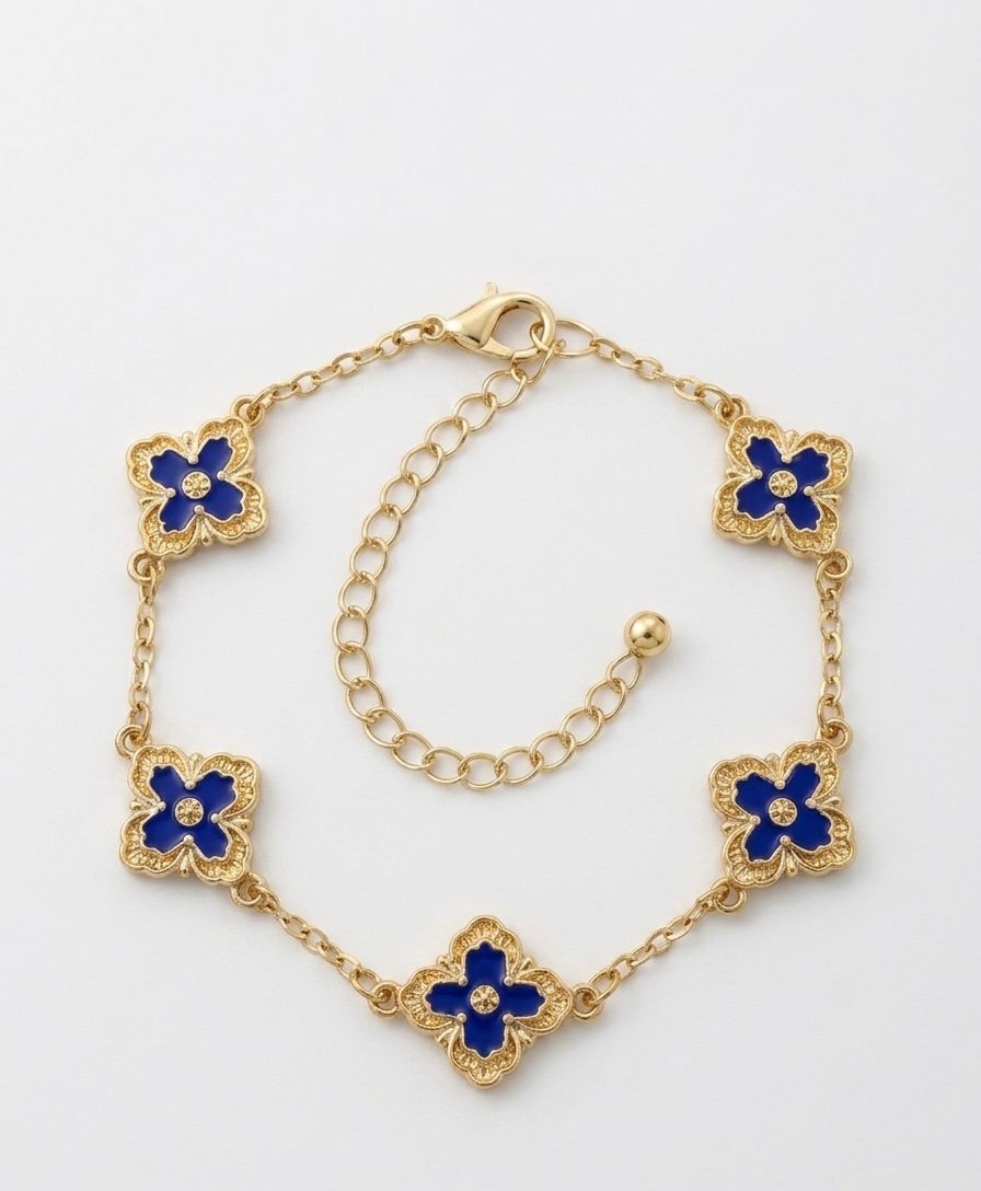 Midnight Bloom Enamel Flower Bracelet