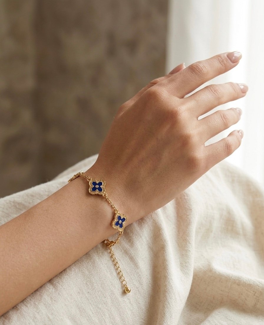 Midnight Bloom Enamel Flower Bracelet - Image 2