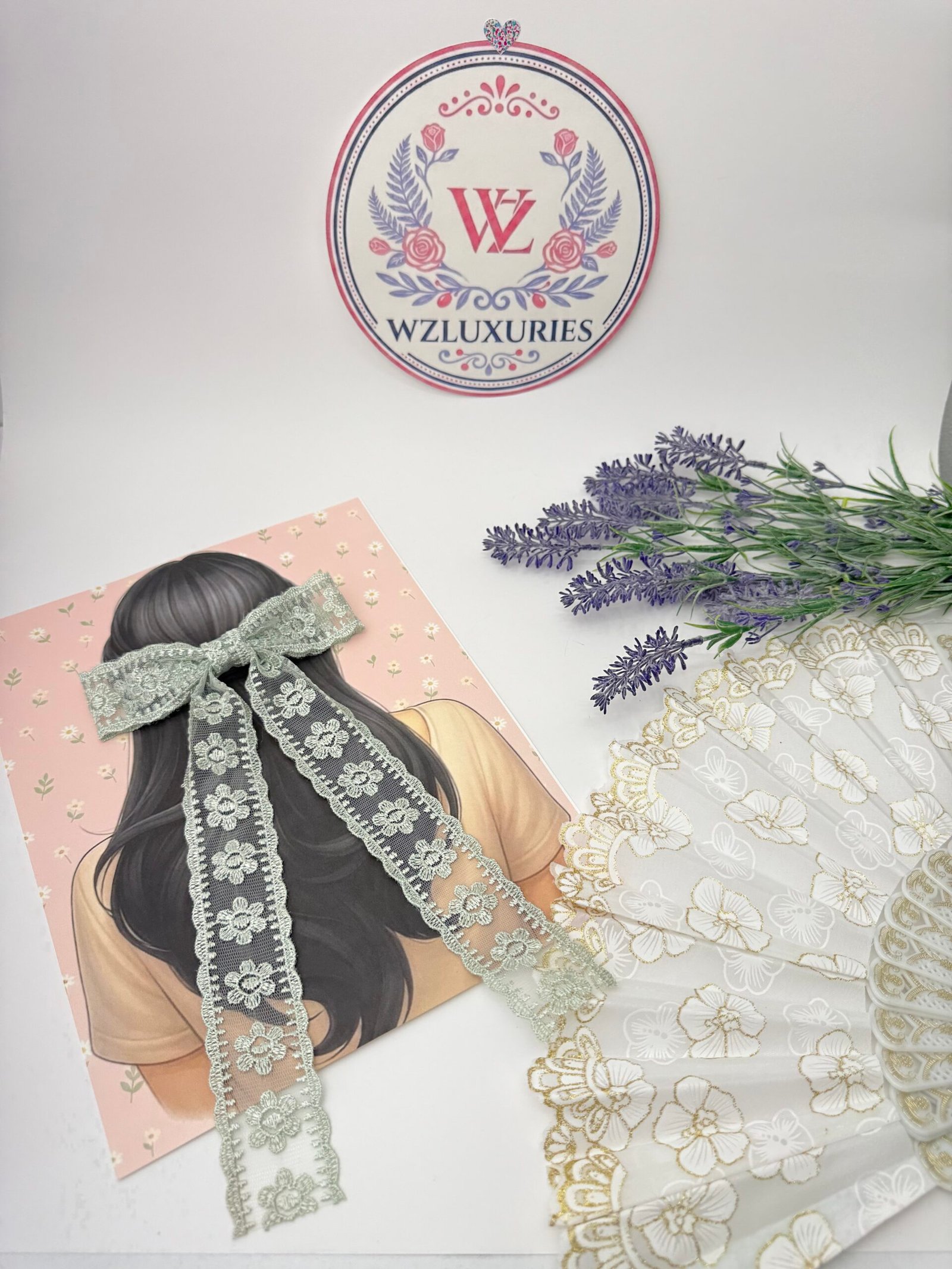 Mint Lace Meadow Bow