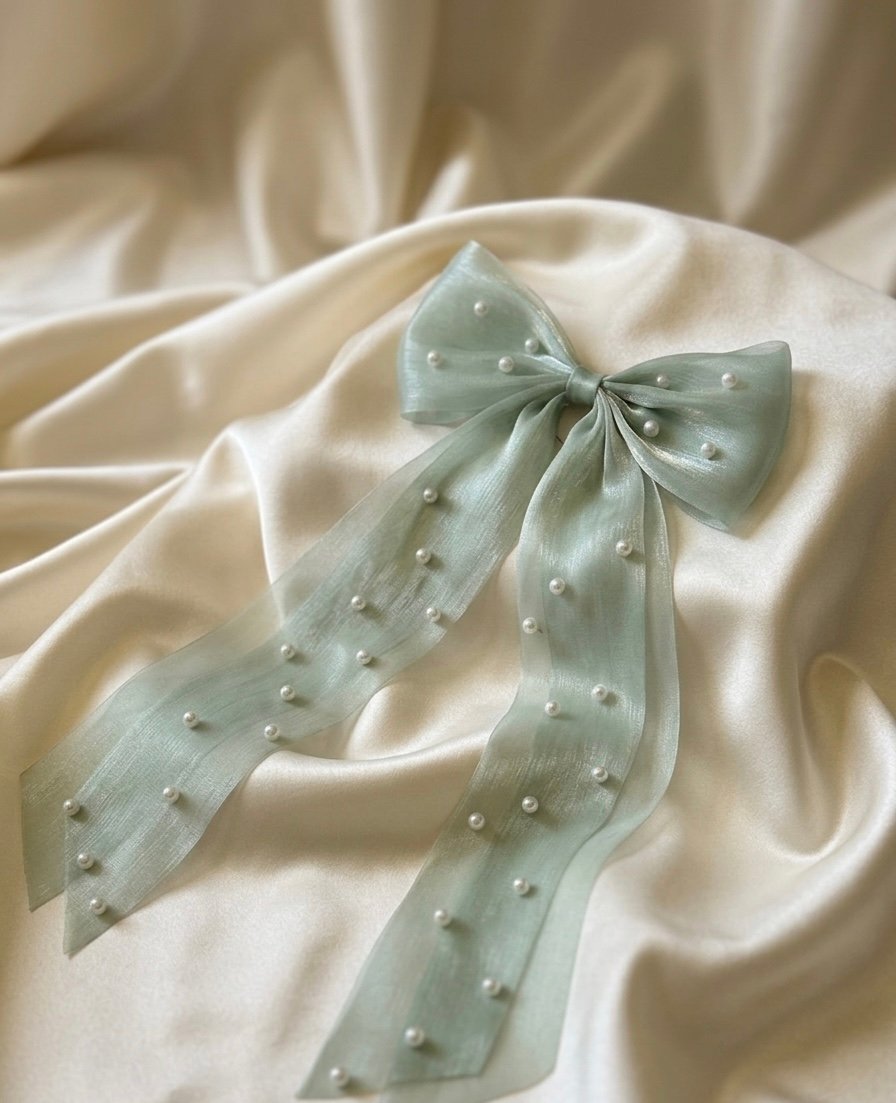 Mint Pearl Whisper Bow