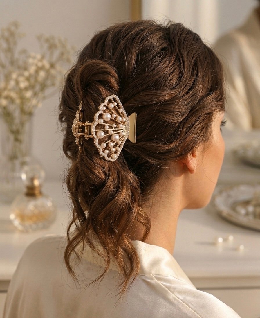 Golden Pearl Seashell Elegance Clip - Image 2