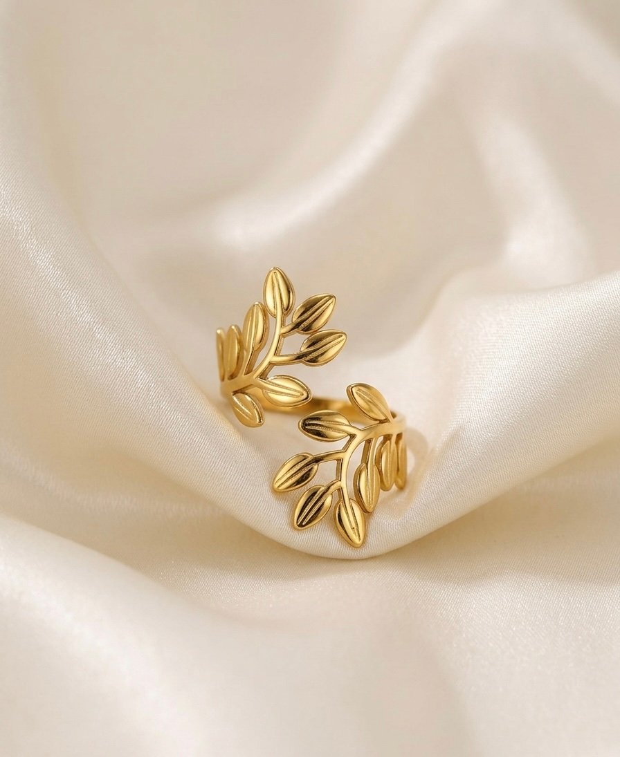 Golden Leaf Whisper Ring