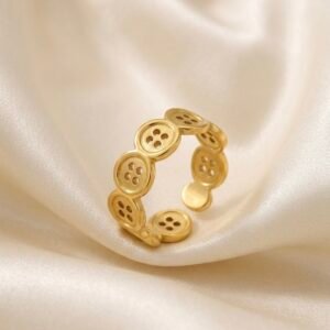 Golden Button Charm Ring