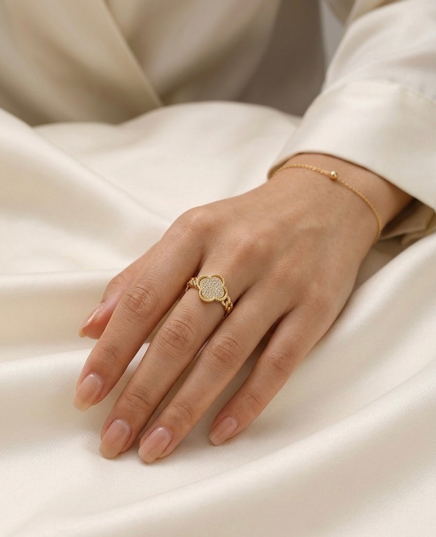 Golden Clover Radiance Ring - Image 2