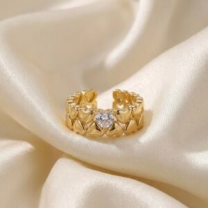 Golden Heart Halo Ring