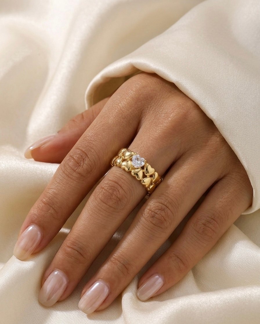 Golden Heart Halo Ring - Image 2