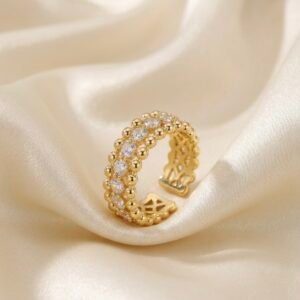 Golden Beaded Brilliance Ring