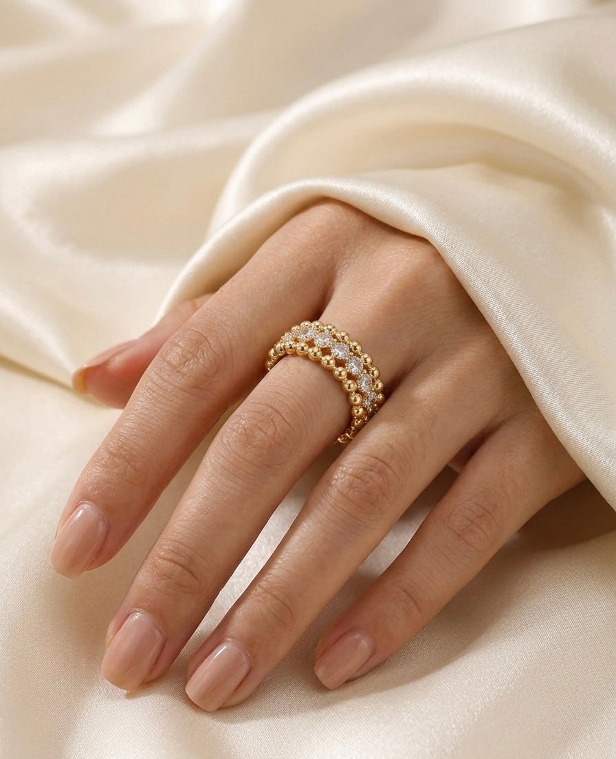 Golden Beaded Brilliance Ring - Image 2