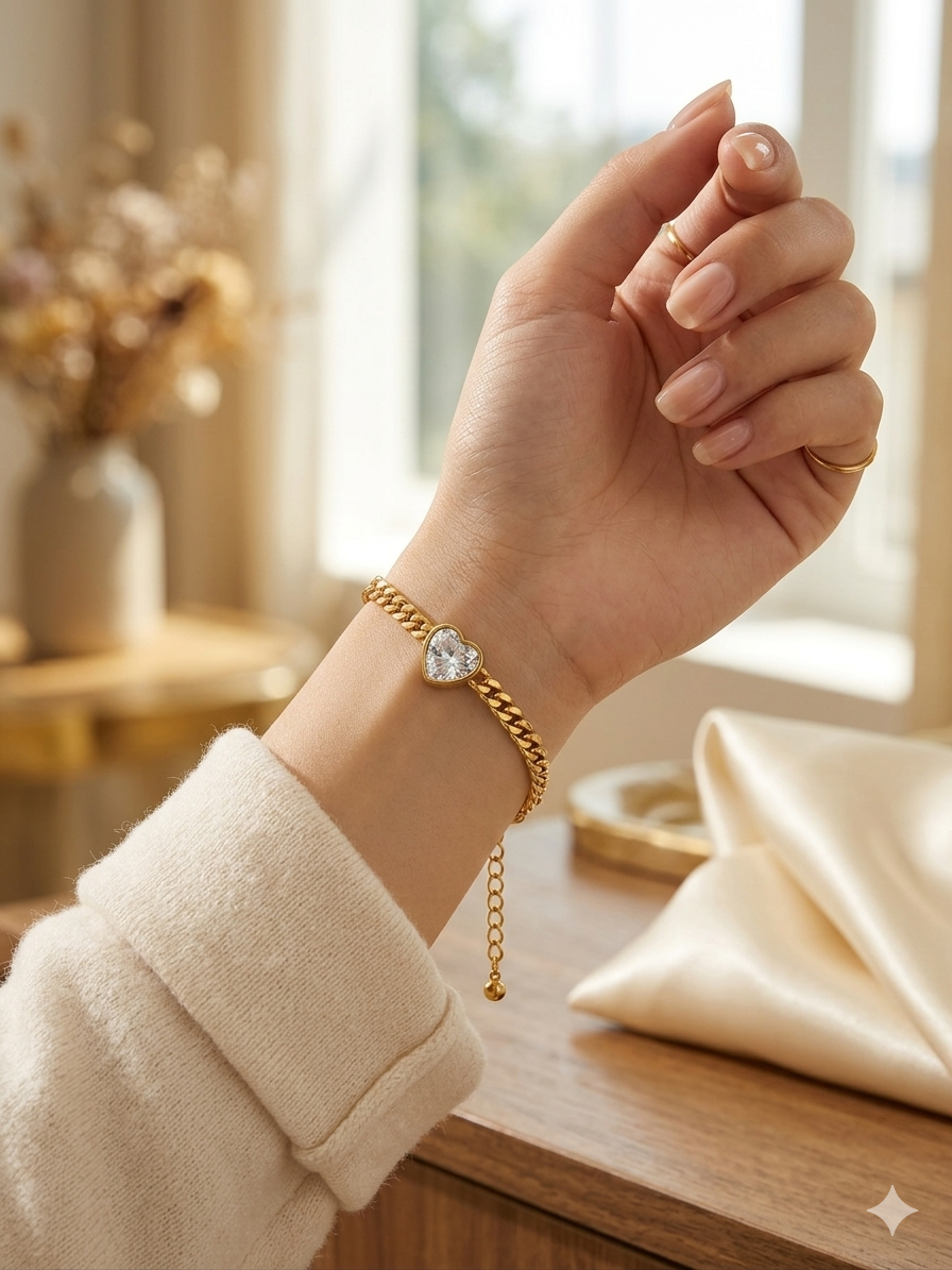 Golden Heartstone Glow Bracelet - Image 2