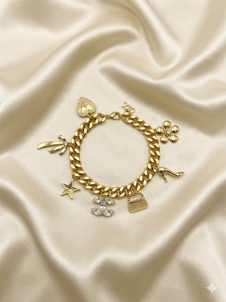 Golden Fashion Icon Charm Bracelet