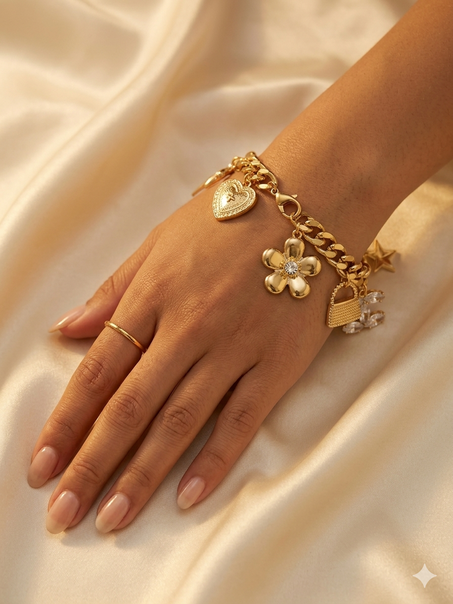 Golden Fashion Icon Charm Bracelet - Image 2