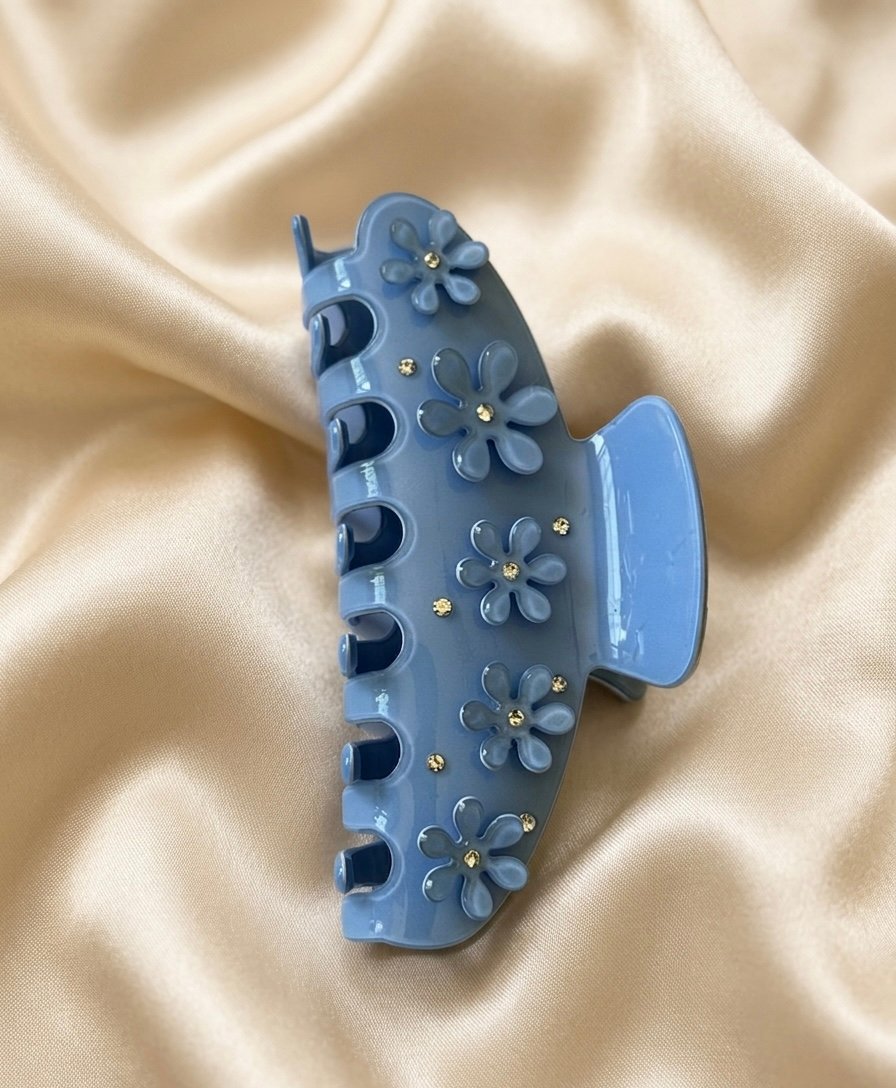 Bluebell Sparkle Floral Claw Clip