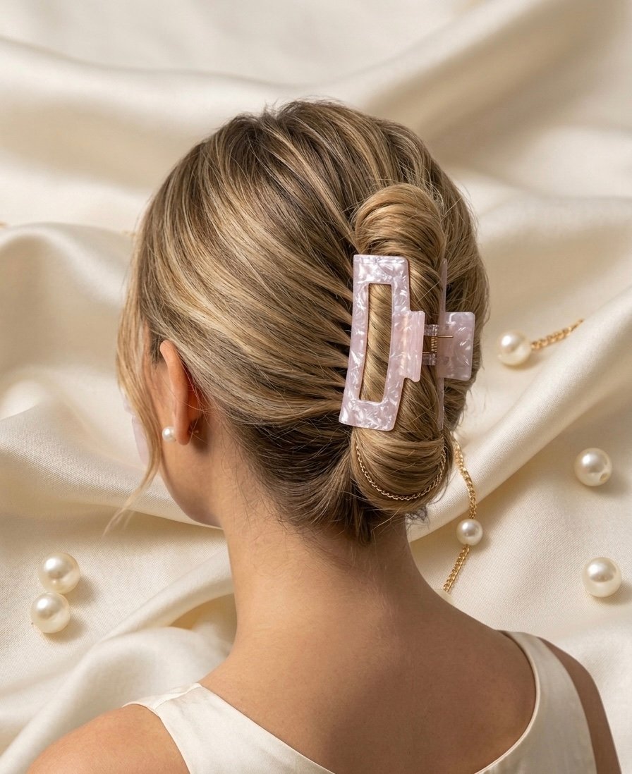 Rosy Marble Luxe Claw Clip - Image 2