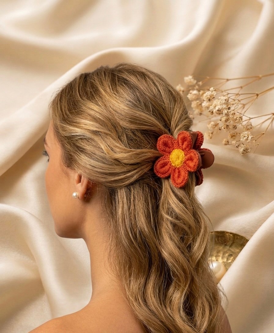 Sunset Citrus Crochet Claw Clip - Image 2