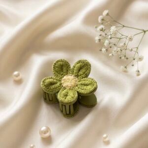 Sage Bloom Crochet Claw Clip