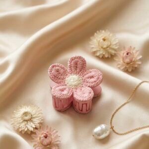 Blush Petal Crochet Claw Clip