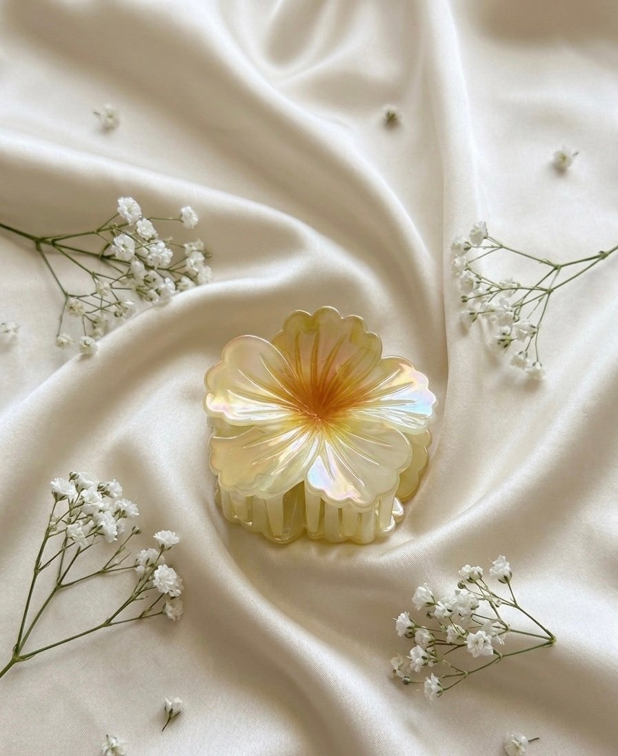 Pearl Glow Petal Claw Clip