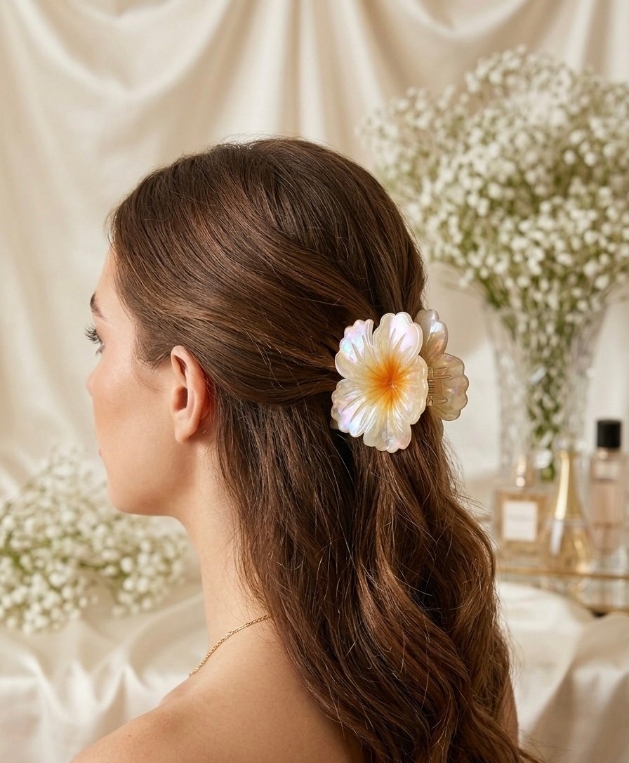 Pearl Glow Petal Claw Clip - Image 2