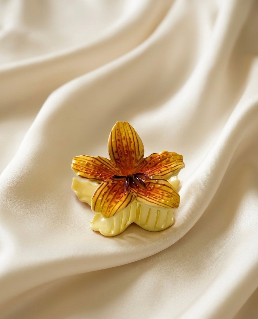 Golden Ember Lily Claw Clip