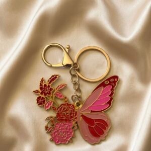 Rosy Bloom Butterfly Keychain