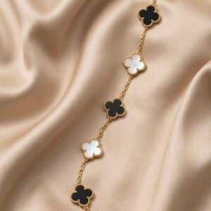 Black & White Clover Luxe Bracelet