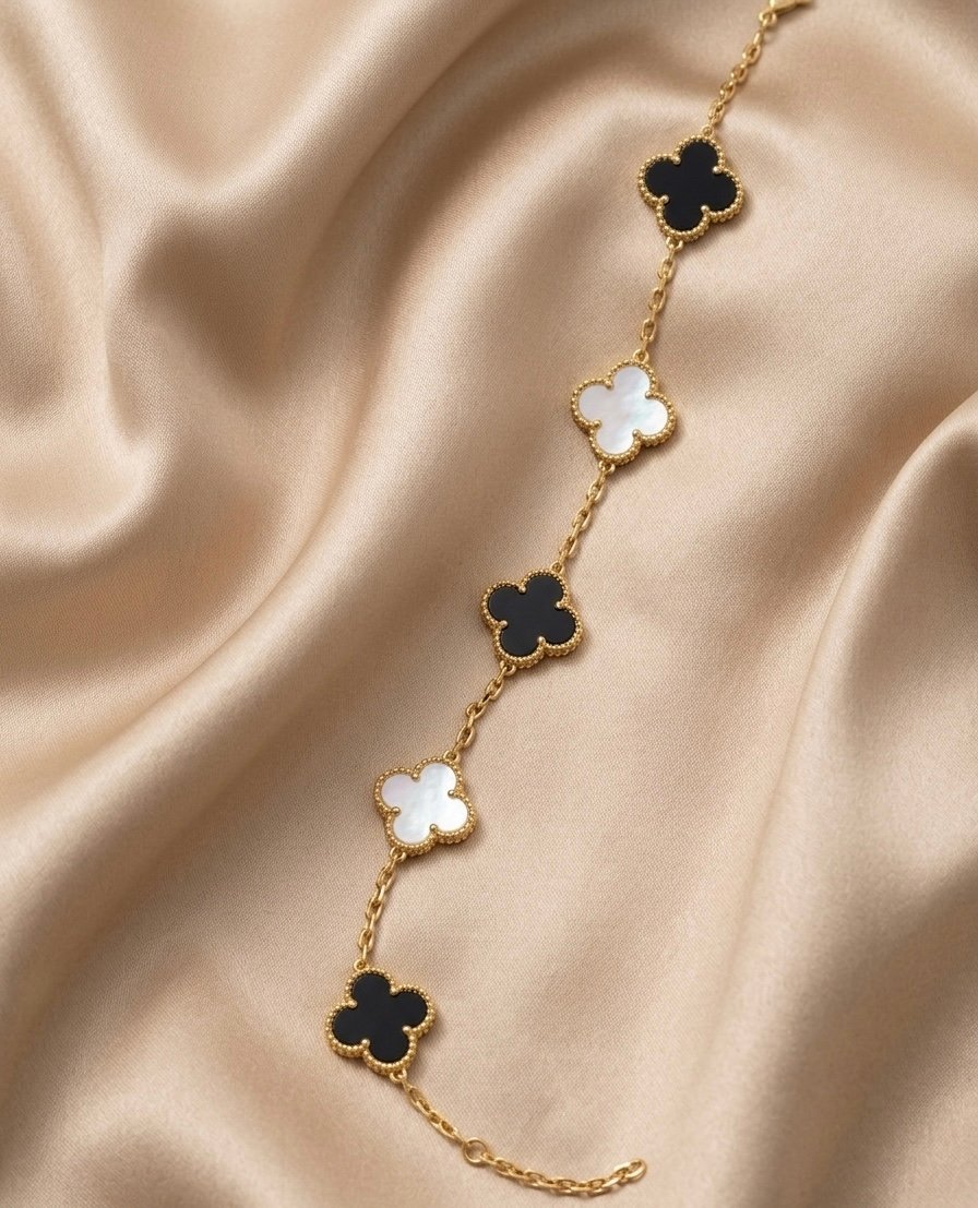 Black & White Clover Luxe Bracelet