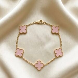 Pink Blush Clover Enamel Bracelet