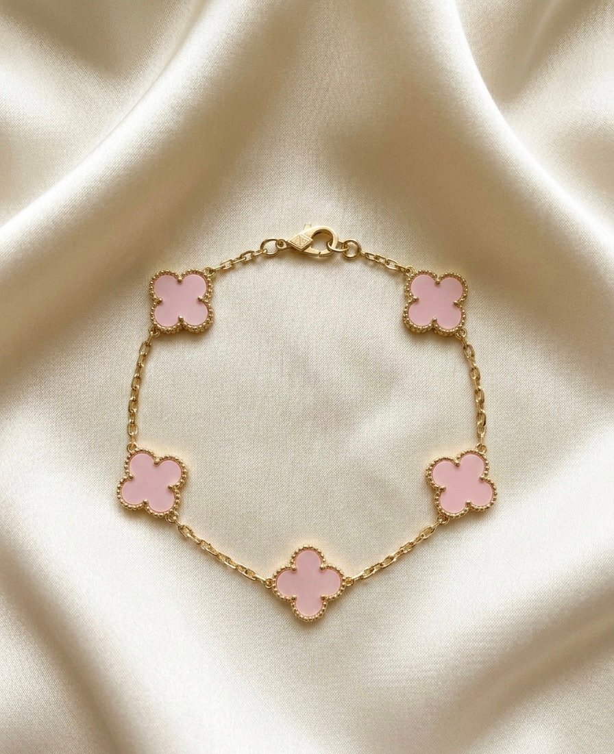 Pink Blush Clover Enamel Bracelet