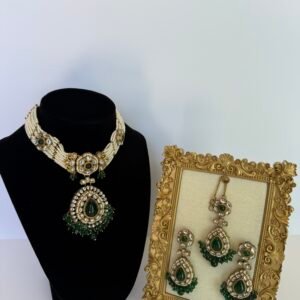 Emerald Teardrop Royal Bead Choker Set