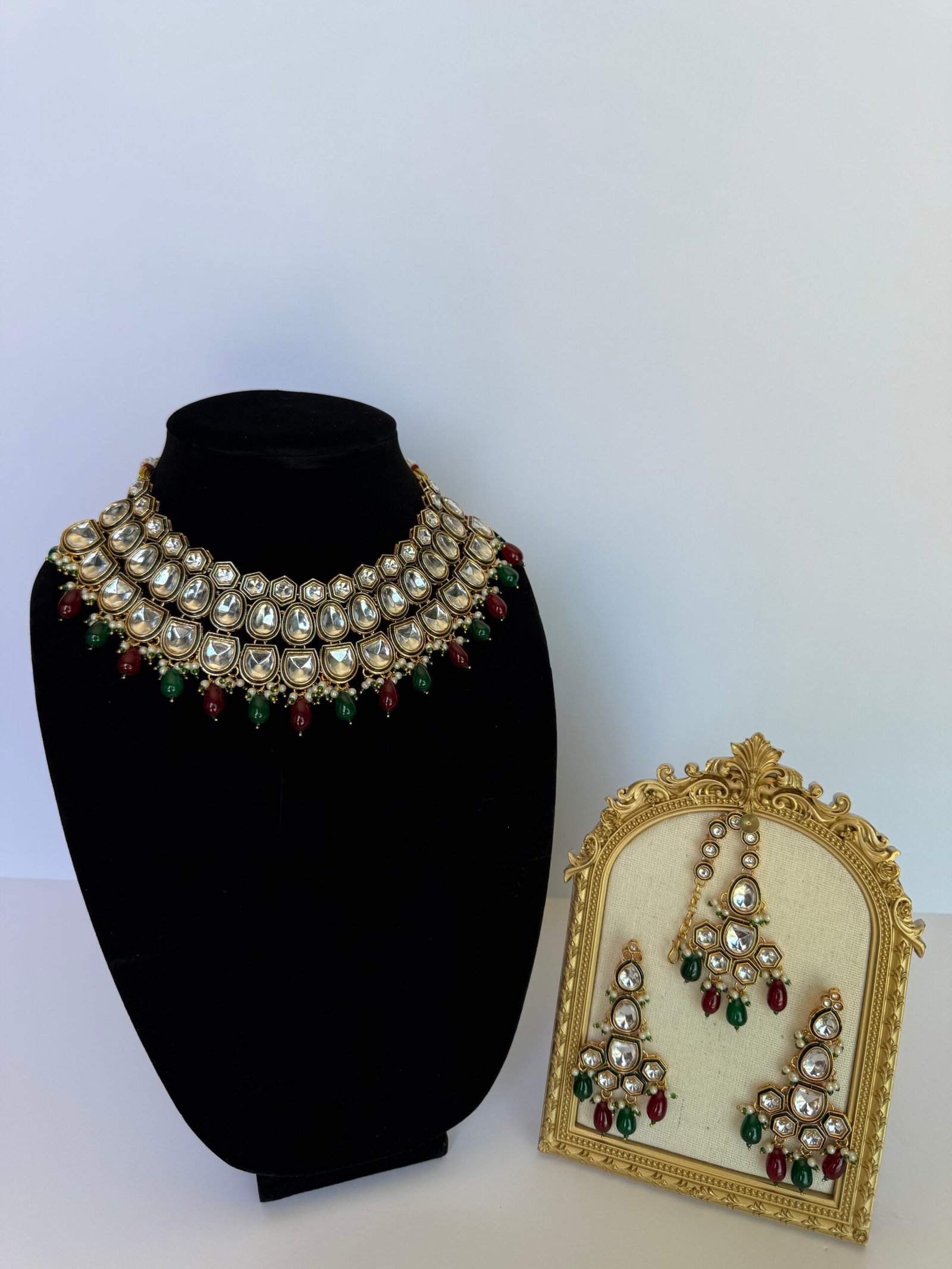 Regal Ruby‑Emerald Kundan Set
