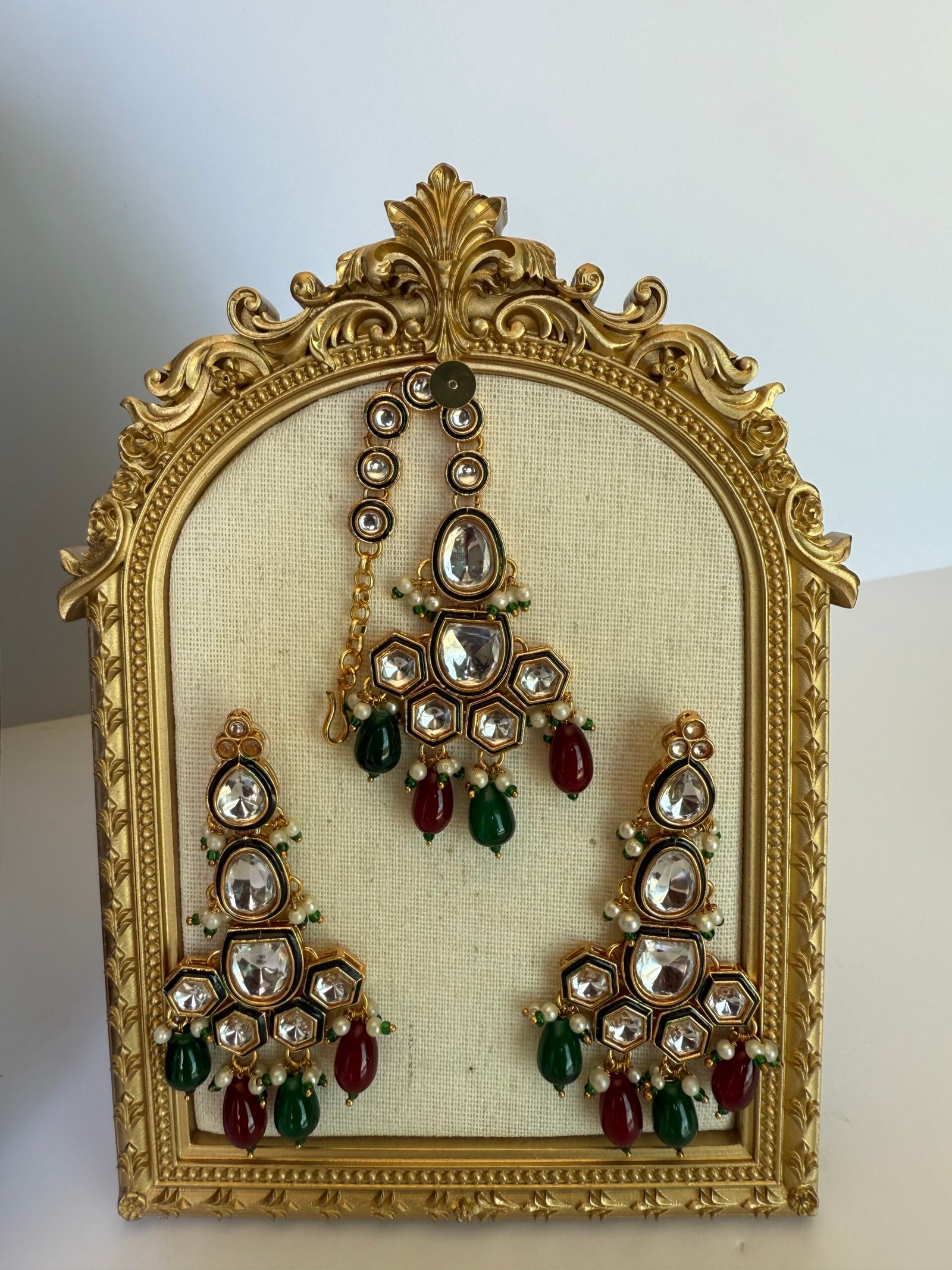Regal Ruby‑Emerald Kundan Set - Image 3