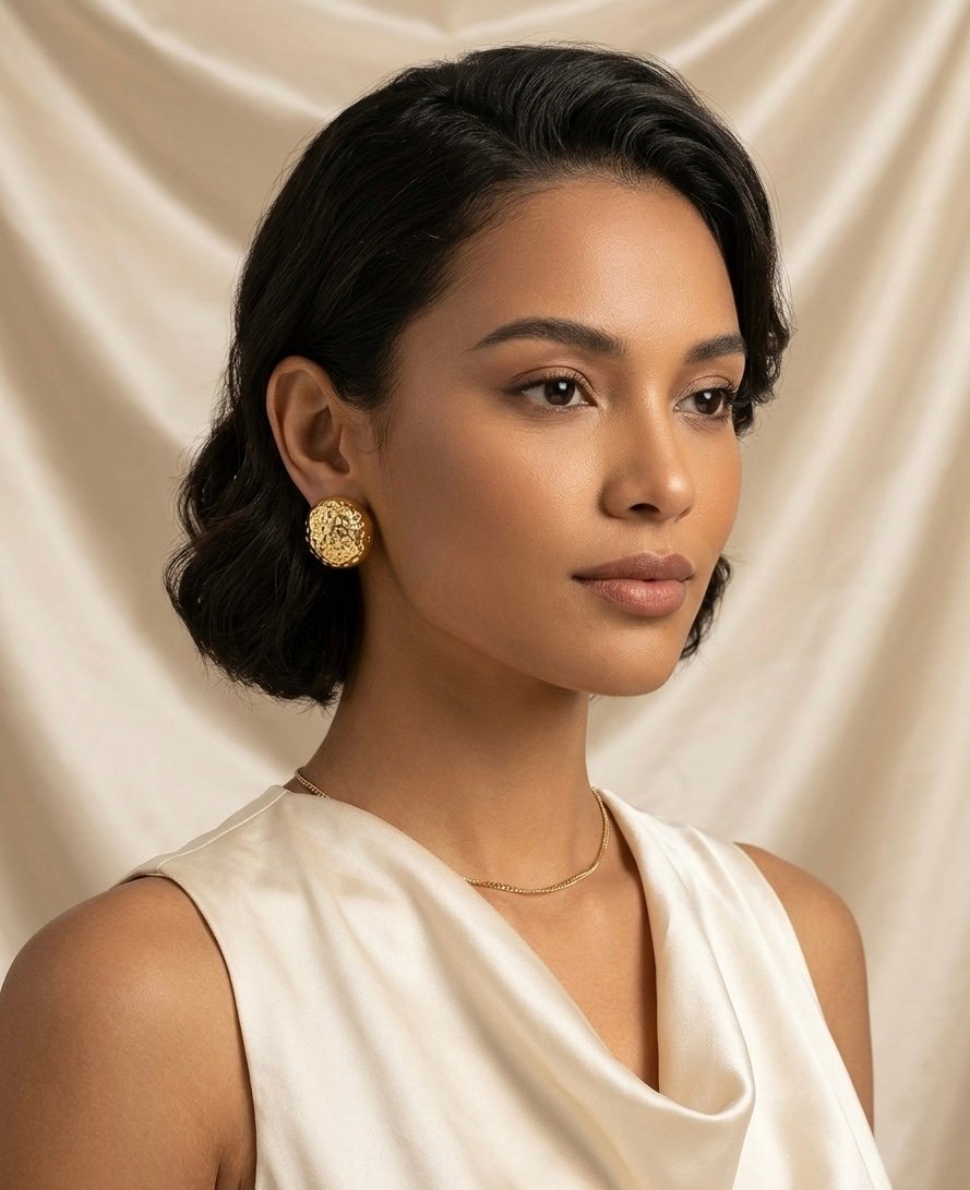 Golden Aurora Hammered Disc Earrings - Image 2